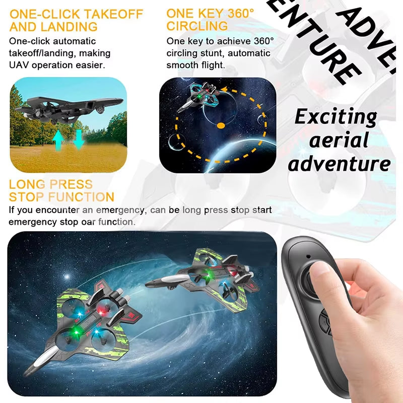 Foam Drone RC Airplane Gravity Remote Control Fighter Jet with 360° Stunt Spin and LED Lights