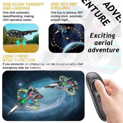 Foam Drone RC Airplane Gravity Remote Control Fighter Jet with 360° Stunt Spin and LED Lights