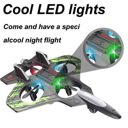 Foam Drone RC Airplane Gravity Remote Control Fighter Jet with 360° Stunt Spin and LED Lights