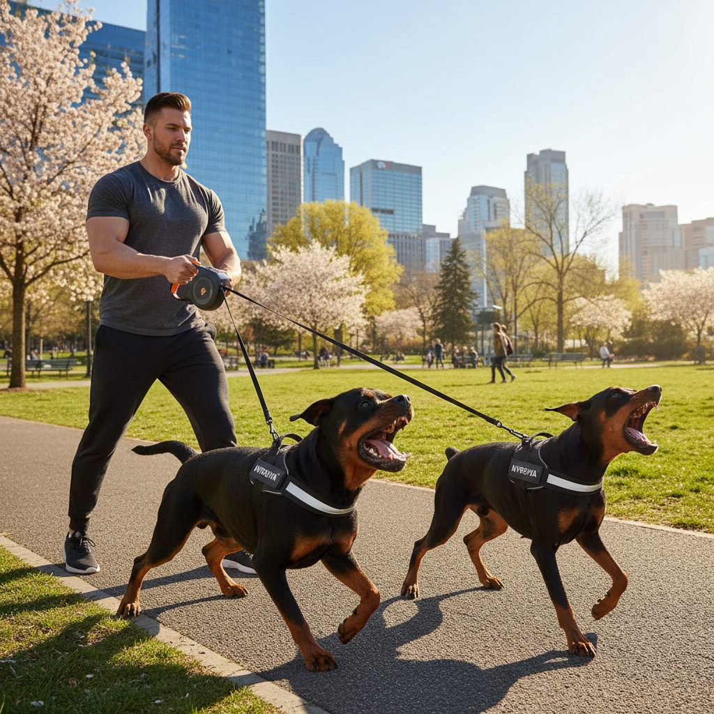 3M Retractable Dual Dog Leash with LED Light & 360° No-Tangle Swivel | Walk 2 Dogs at Once